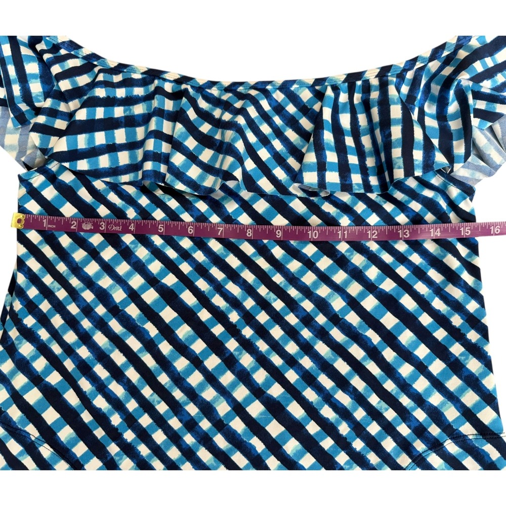 Tommy Bahama Blue Gingham Performance Cover-up Ruffle Dress Pockets Small Resort - Picture 7 of 9